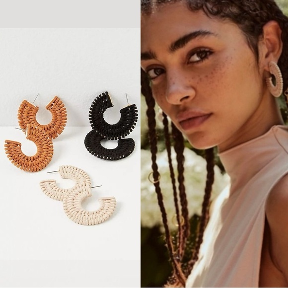 Free People See If I Care Suede Hoops in Tan Brown Earrings Bohemian Western NWT - Picture 1 of 10